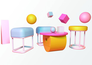 3D 家具场景 C4D 立体家