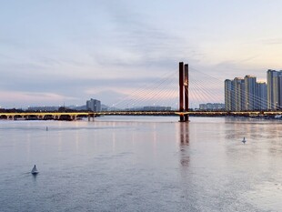 湖畔城市风光