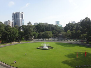 城市中的绿意草坪景观