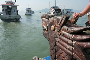 越南龙舟竞渡于水面