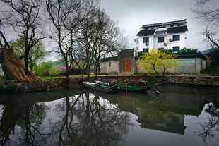 江南水乡静谧河畔景致