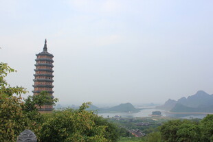 越南古塔屹立于葱郁山林间