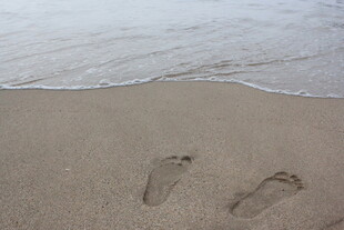 越南沙滩上的足迹