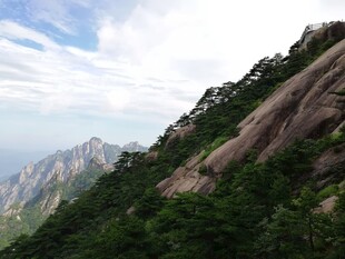 峻峭山峰与葱郁植被景观