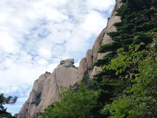 巍峨山峰与葱郁植被