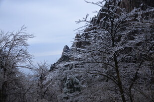 雪覆山林景色