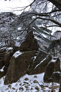 雪覆山间石屋