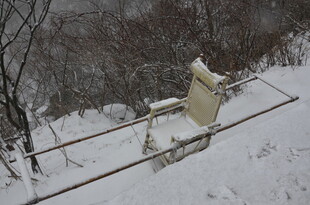 雪地中的老旧木制雪橇