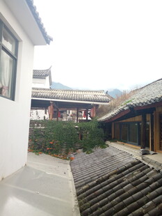 中式庭院屋顶与围墙景观