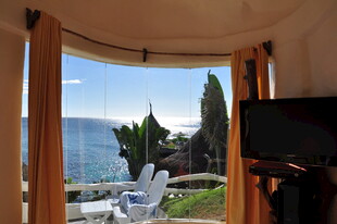 窗外美景 阳台绿植与远阔景致