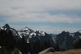 壮丽雪山与葱郁森林景观
