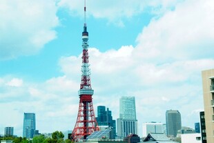 日本东京塔下的城市天际线