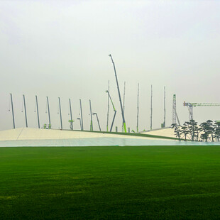 绿茵场上的独特金属景观