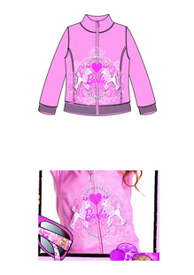 女童粉色印花拉链外套