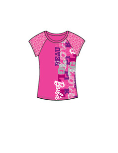 粉色卡通图案女童短袖T恤
