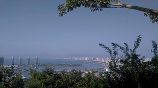 三亚城市远景中的桥梁与天际线