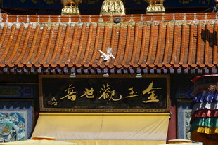 三亚古寺屋檐牌匾景致