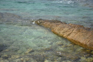 三亚海边礁石 清澈海水景观