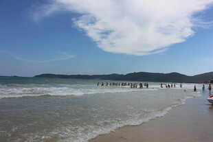 三亚美丽海滨 游人漫步沙滩