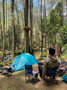 森林中惬意的露营场景