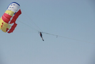 三亚空中飘扬的彩色卡通风筝