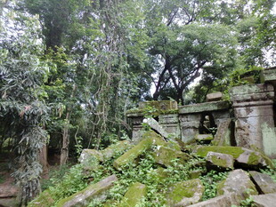 古老废墟被绿植环绕