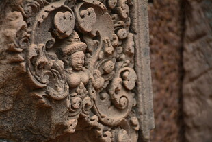 柬埔寨古老精美石雕细节特写