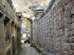 柬埔寨古巷砖墙 岁月沉淀的风景