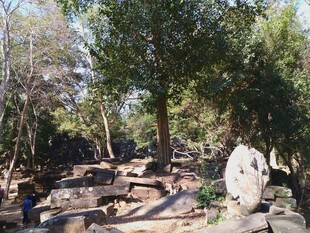 柬埔寨园林石景与休憩场景