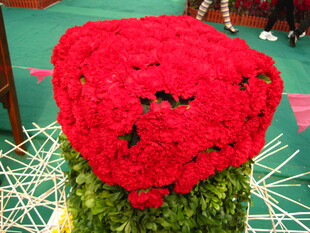 红色花卉造型景观