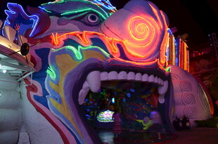 炫彩灯光装饰的奇幻入口