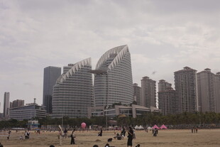 湛江海滨城市景观 人群休闲场景
