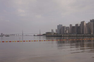 湛江城市滨水风光倒影美景