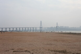 湛江海边远景中的跨海大桥