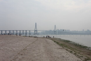 湛江江边大桥下的空旷河岸