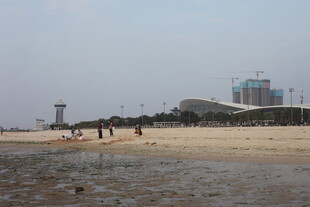 湛江海滨沙滩上的悠闲景象