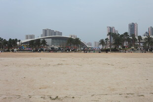湛江沙滩远景与城市建筑
