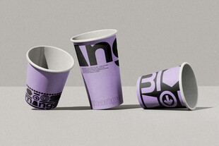 紫色图案纸杯杯子展示样机
