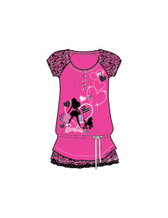 粉色女童卡通图案连衣裙