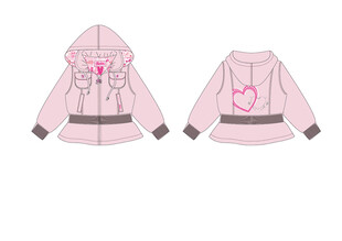 粉色连帽女童外套设计图