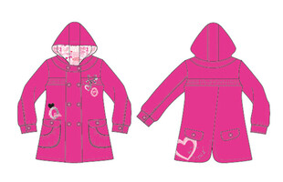 粉色连帽女童长款外套