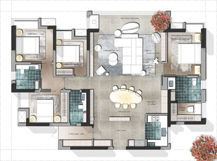 现代风格精致户型平面图