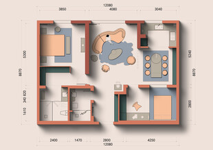 卡通风格房屋平面图