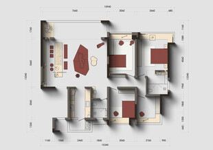 立体风格建筑户型平面图