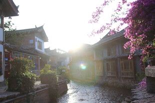 古巷晨光中的静谧美景