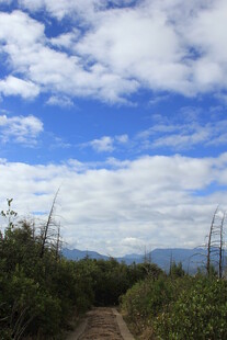 山间小径蓝天白云美景