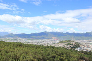 俯瞰山林与远方城镇美景