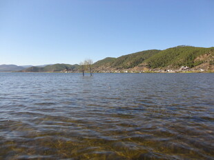 宁静湖畔的山水风光