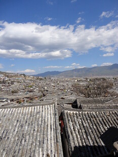 古老屋顶下的城镇风光