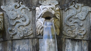 古建石雕龙头吐水景观